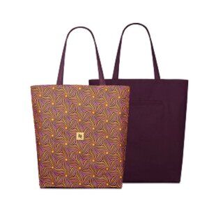 NESPRESSO Limited Edition Reversible Patterned Tote Bag Purple & Gold